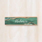 アゲートグリーン金ゴールドグリッタースパークルネームドアサイン サインプレート (正面)