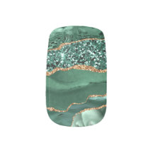 アゲートグリーン金ゴールドグリッタースパークルマーブルジェムストーン
