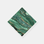 アゲートグリーン金ゴールドグリッター名前をカスタムするナプキンス スタンダードカクテルナプキン (角)