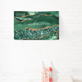 アゲートグリーン ゴールド グリッター 地殻 マルブル オーダーメイド ネーム 横断幕 (インサイチュ)