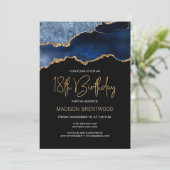 アゲートグードブルー金ゴールド18thバースデーパーティー 招待状 (スタンド正面)