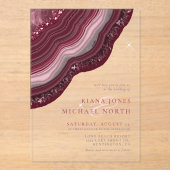 アゲートゲードグリッター結婚ズブルゴーニュID647 アクリル招待状 (正面)