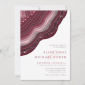 アゲートゲードグリッター結婚ズブルゴーニュID647 招待状 (正面)