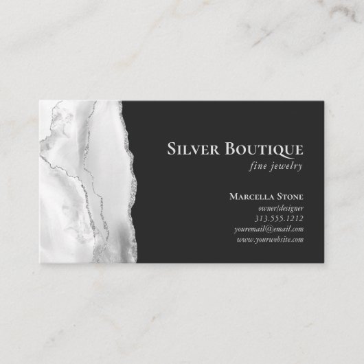アゲートゲードジュエリーデザイナーグレーホワイトシルバー 名刺 (正面)