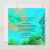 アゲートゲードティール(緑がかった色)ブルーグリーン金ゴールドグリッター結婚ズ 招待状 (正面)