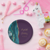 アゲートゲードティール（緑がかった色）金ゴールドパープル結婚ズ ペーパープレート (パーティー)