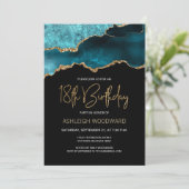 アゲートゲードティール（緑がかった色）金ゴールド18thバースデーパーティー 招待状 (スタンド正面)