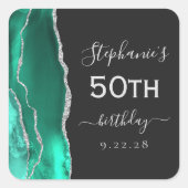 アゲートシーフオムグリーンシルバーダークシッド50誕生日 スクエアシール (正面)