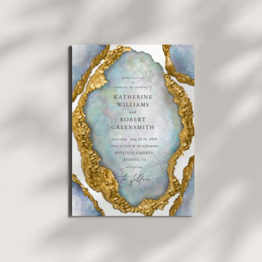 アゲートジェードパールゴールデン結婚式招待状 招待状