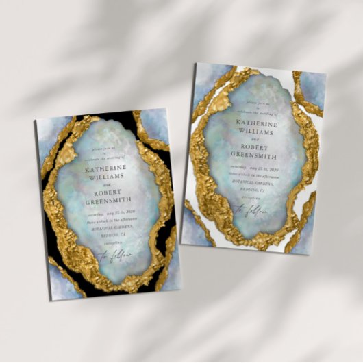 アゲートジェードパールゴールデン結婚式招待状 招待状