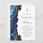 アゲートジェードブルー金ゴールドグリッター確認 招待状 (正面)