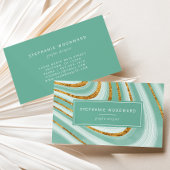 アゲートジェードミントグリーンフェイク金ゴールドグリッター抽象芸術 名刺