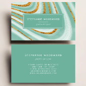 アゲートジェードミントグリーンフェイク金ゴールドグリッター抽象芸術 名刺