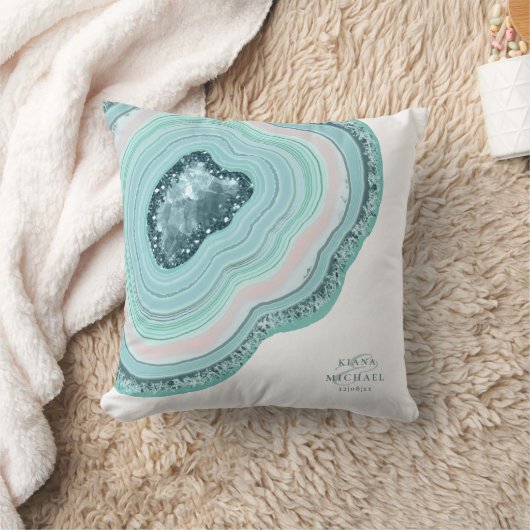 アゲートジオードグリッターウェディングターコイズID647 クッション (ブランケット)