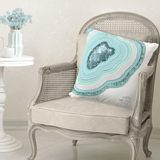 アゲートジオードグリッターウェディングターコイズID647 クッション