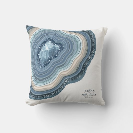 アゲートジオードグリッターウェディングダスティーブルー ID647 クッション (正面)