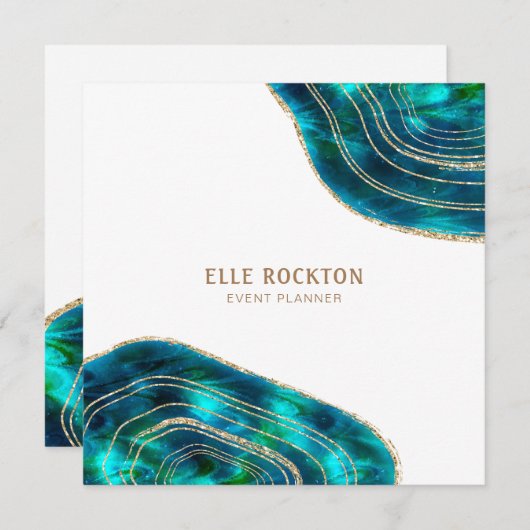 アゲートジオードコズミッククリスタル ブルーグリーン グリッター 招待状 (正面/裏面)