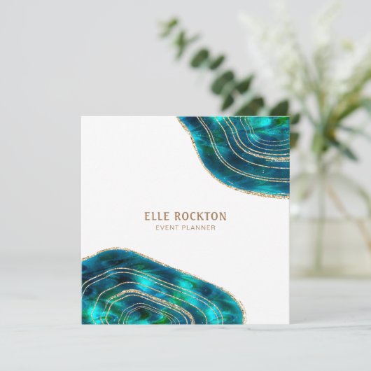 アゲートジオードコズミッククリスタル ブルーグリーン グリッター 招待状 (スタンド正面)