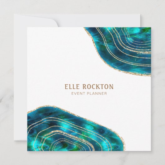 アゲートジオードコズミッククリスタル 青緑グリッター 招待状 (正面)