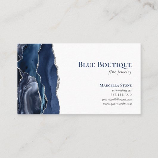 アゲートジオードジュエリー デザイナー ネイビーブルー シルバー 名刺 (正面)