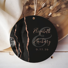 アゲートジオードスクリプトブラックローズゴールドダークウェディング フェイバータグ
