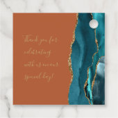 アゲートジオードスクリプト ティール ゴールド バーン オレンジ ウェディング フェイバータグ (裏面)