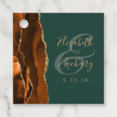 アゲートジオードスクリプト ラストゴールド ダークグリーン ウェディング フェイバータグ (正面)