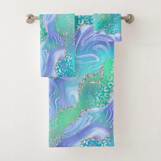 アゲートジオードデザイン ブルーとグリーン バスタオルセット (インサイチュ)