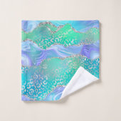 アゲートジオードデザイン ブルーとグリーン バスタオルセット (ウォッシュタオル)