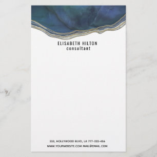 アゲートジオードネイビーゴールドコンテンポラリー 便箋