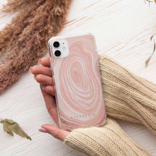 アゲートジオード・サーモンピンク・ゴールド調箔 Case-Mate iPhoneケース