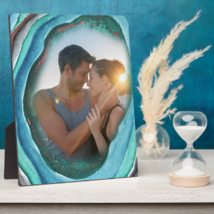 アゲートジードターコイズブルーグリーン&カッパーフォト フォトプラーク