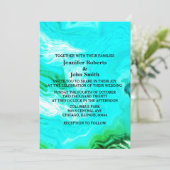 アゲートジードティール(緑がかった色)ブルーグリーンパターンカスタムウェディング 招待状 (スタンド正面)