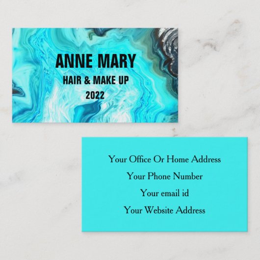 アゲートストーンパターン抽象芸術クラシエレガントーサロン 名刺 (正面/裏面)