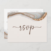 アゲートストーンマーブルブライダルシャワーリマインダーRSVP インビテーションポストカード (正面/裏面)