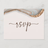 アゲートストーンマーブルブライダルシャワーリマインダーRSVP インビテーションポストカード (正面)