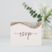 アゲートストーンマーブルブライダルシャワーリマインダーRSVP インビテーションポストカード (スタンド正面)