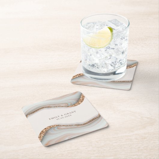 アゲートストーン大理石の飲みコースター スクエアペーパーコースター (インサイチュ)