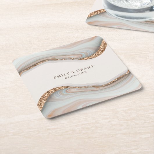 アゲートストーン大理石の飲みコースター スクエアペーパーコースター (アングル)