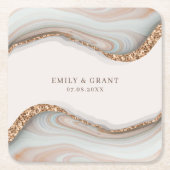 アゲートストーン大理石の飲みコースター スクエアペーパーコースター (正面)