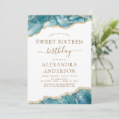アゲートターコイズスウィート16ティール(緑がかった色)金ゴールド招待状 招待状 (スタンド正面)