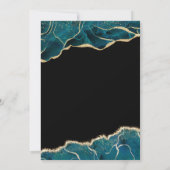 アゲートターコイズティール(緑がかった色)ブラック金ゴールド結婚ズ 招待状 (裏面)