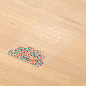 アゲートターコイズティール（緑がかった色）&ワインフローラマンダラ結婚ズ アクリル招待状 (レイダウン)