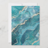 アゲートターコイズティール（緑がかった色）結婚金ゴールド 招待状 (裏面)