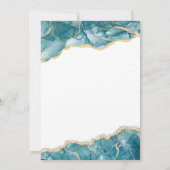 アゲートターコイズベビーシャワーティール(緑がかった色)金ゴールドブルー 招待状 (裏面)