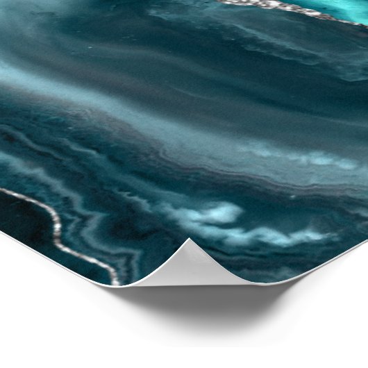 アゲートティール(緑がかった色)シルバー結婚スクリプトへようこそ ポスター (角)