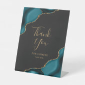 アゲートティール(緑がかった色)ブルー結婚ダークありがとう 台座サイン (正面)