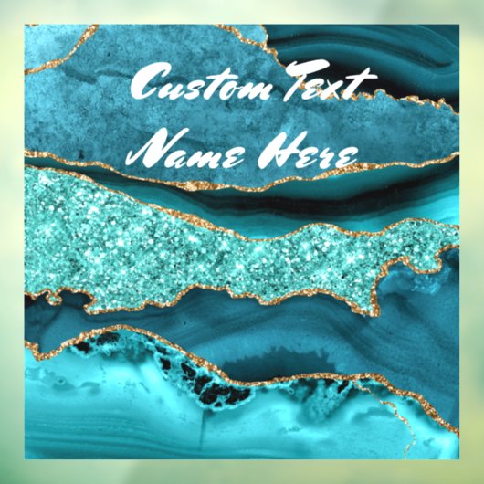 アゲートティール（緑がかった色）ブルー金ゴールドアクアターコイズカスタム文字 ウィンドウサイン (シート3)