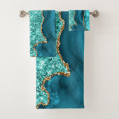 アゲートティール（緑がかった色）ブルー金ゴールドアクアターコイズバティタオル バスタオルセット (インサイチュ)