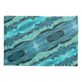 アゲートティール(緑がかった色)ブルー金ゴールドアクアターコイズピローケース 枕カバー (裏面)